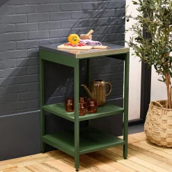 Cocina de exterior de acero con 2 estantes, 49cm