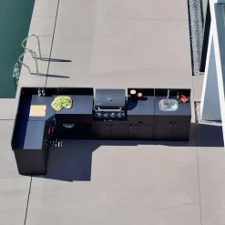 Cocina exterior 6 módulos acero con barbacoa de gas 4 quemadores