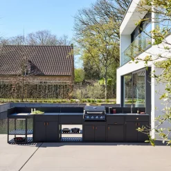 Cocina exterior 6 módulos acero con barbacoa de gas 4 quemadores