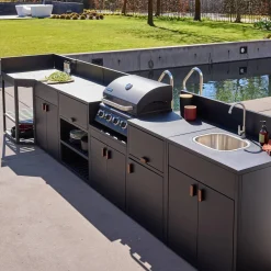 Cocina exterior 6 módulos acero con barbacoa de gas 4 quemadores