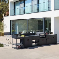 Cocina exterior 6 módulos acero con barbacoa de gas 4 quemadores