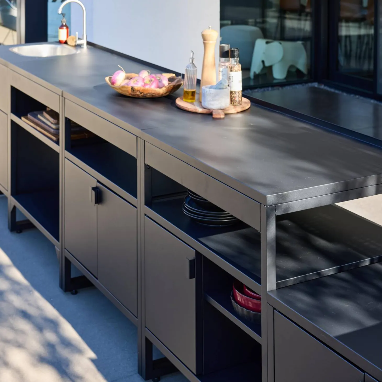 Cocina exterior 6 módulos acero inoxidable