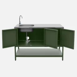 Cocina exterior 3 módulos acero inoxidable con barbacoa de carbón