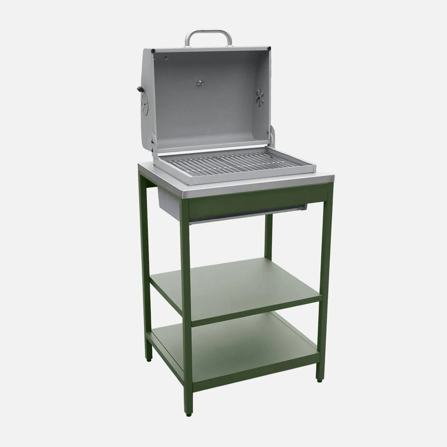 Cocina exterior 3 módulos acero inoxidable con barbacoa de carbón