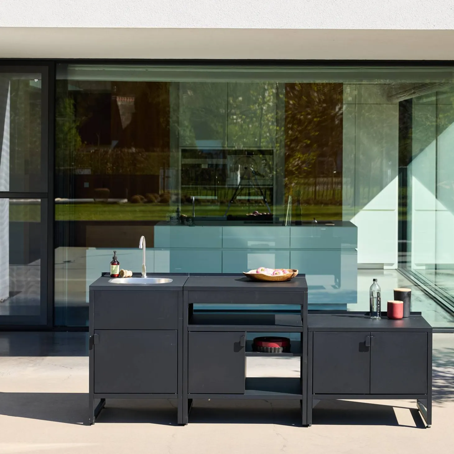 Cocina exterior 3 módulos acero inoxidable