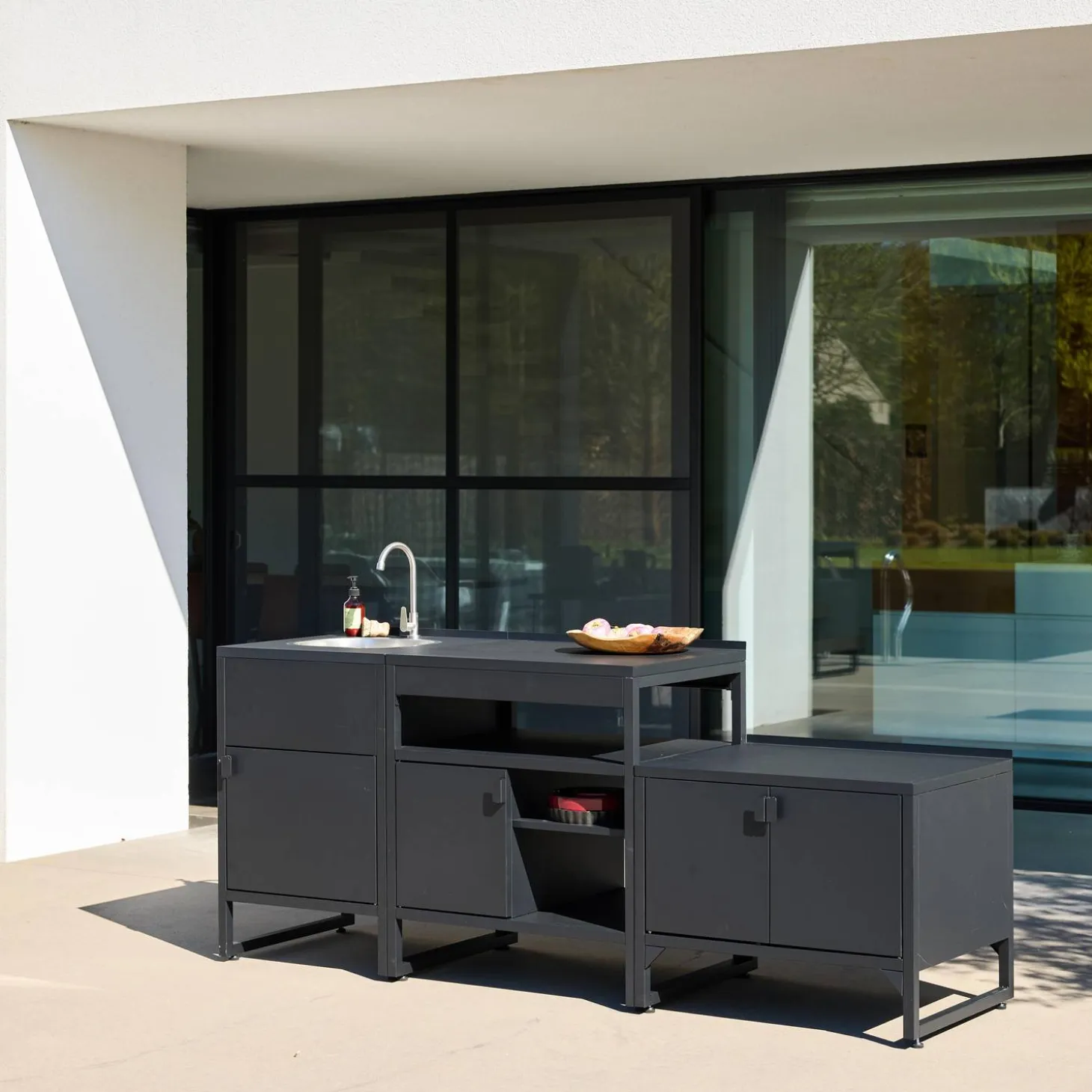 Cocina exterior 3 módulos acero inoxidable