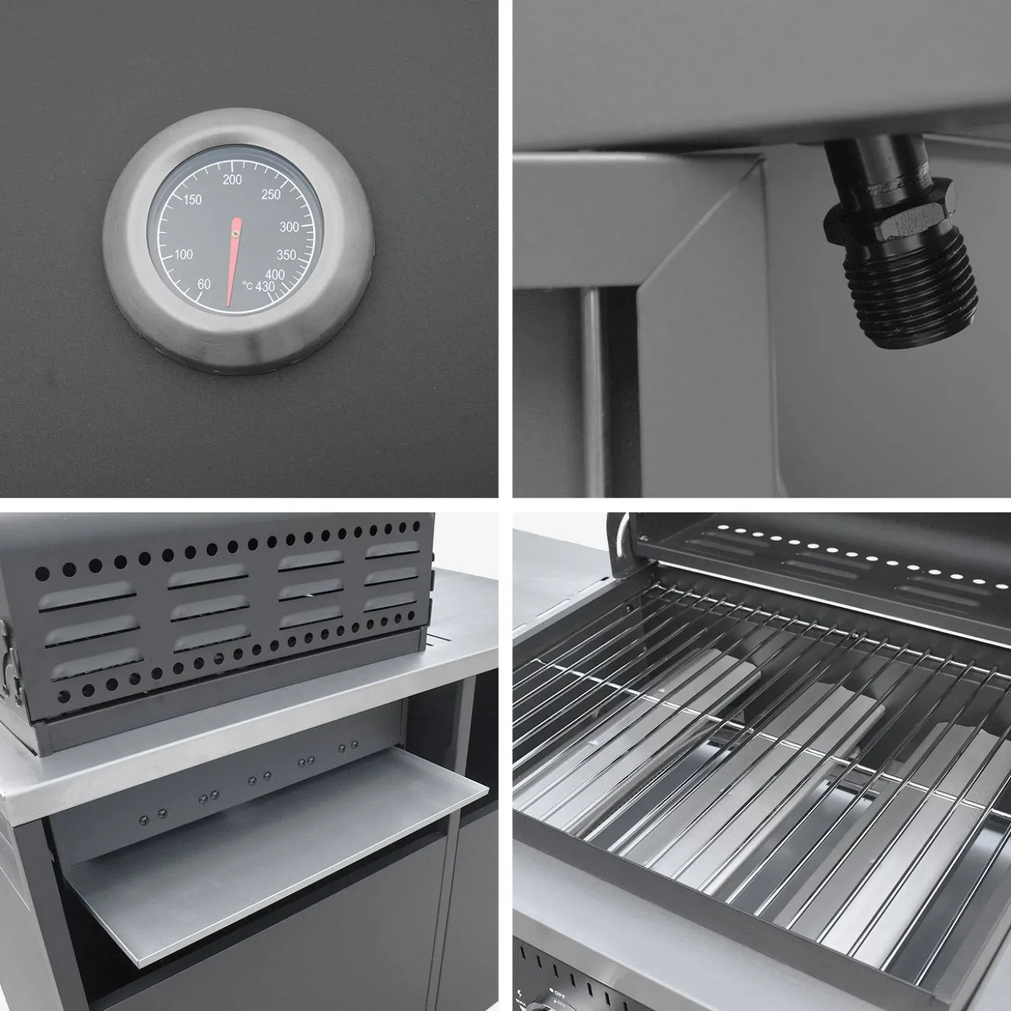 Cocina exterior acero inoxidable barbacoa gas 3 quemadores con fregadero, 2 módulos