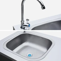 Cocina exterior acero inoxidable barbacoa gas 3 quemadores con fregadero, 2 módulos