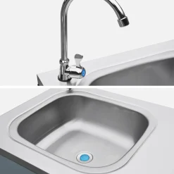 Cocina exterior acero inoxidable barbacoa gas 3 quemadores con fregadero, 2 módulos