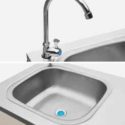 Cocina exterior acero inoxidable barbacoa gas 3 quemadores con fregadero, 2 módulos