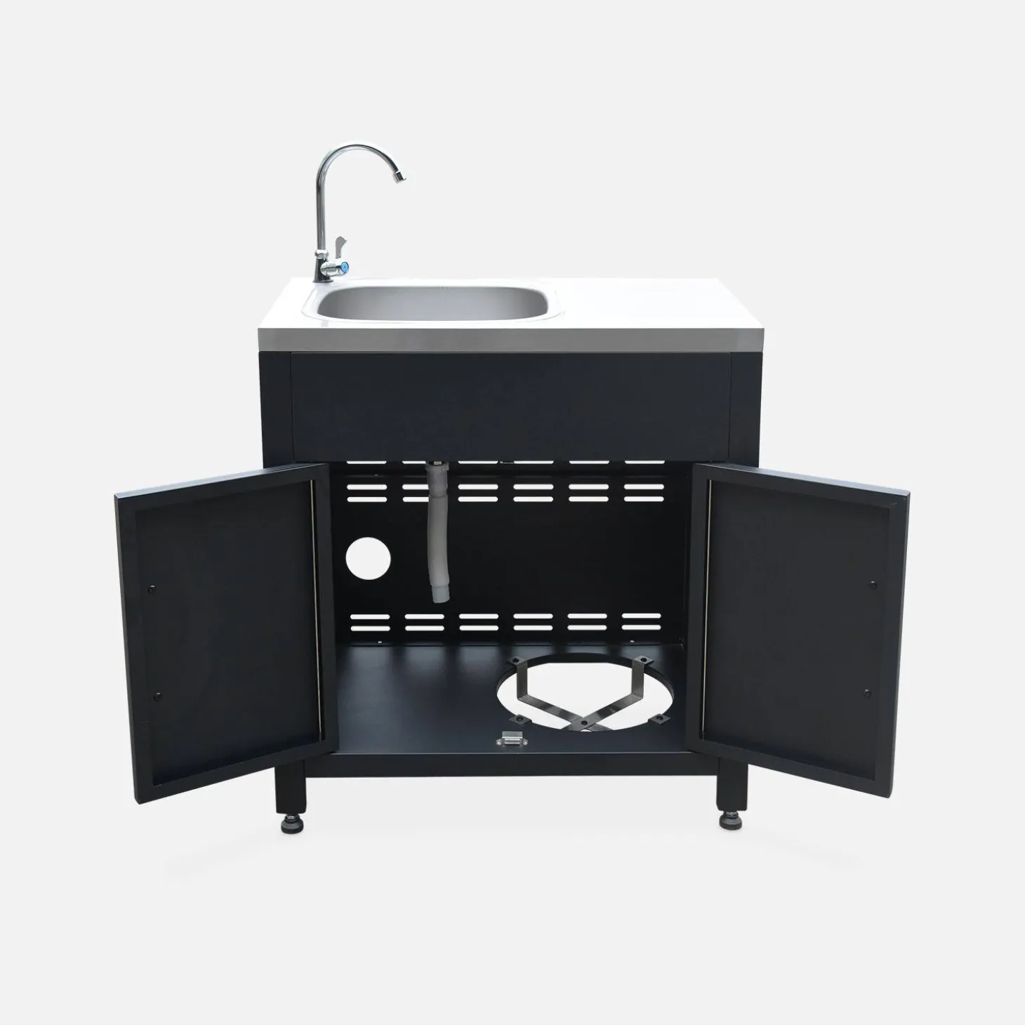 Cocina exterior completa de acero inoxidable de 6 módulos