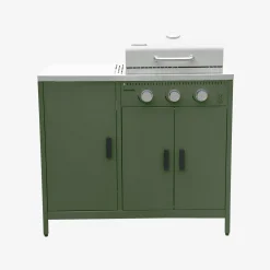 Cocina exterior con barbacoa de gas + 6 módulos de acero inoxidable