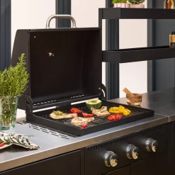Cocina exterior con barbacoa de gas + 6 módulos de acero inoxidable