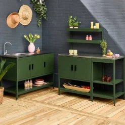 Cocina exterior de 3 módulos en acero inoxidable