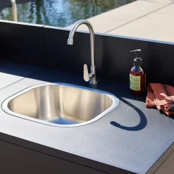 Cocina exterior de 3 módulos de acero con barbacoa de gas de 4 quemadores
