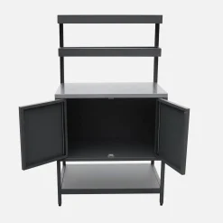 Cocina exterior de acero con 2 estanterías colgantes y 2 puertas, 80cm