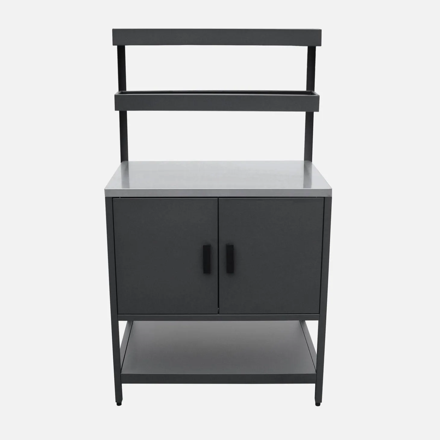 Cocina exterior de acero con 2 estanterías colgantes y 2 puertas, 80cm