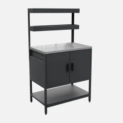 Cocina exterior de acero con 2 estanterías colgantes y 2 puertas, 80cm