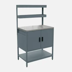 Cocina exterior de acero con 2 estanterías colgantes y 2 puertas, 80cm