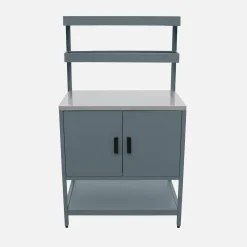 Cocina exterior de acero con 2 estanterías colgantes y 2 puertas, 80cm