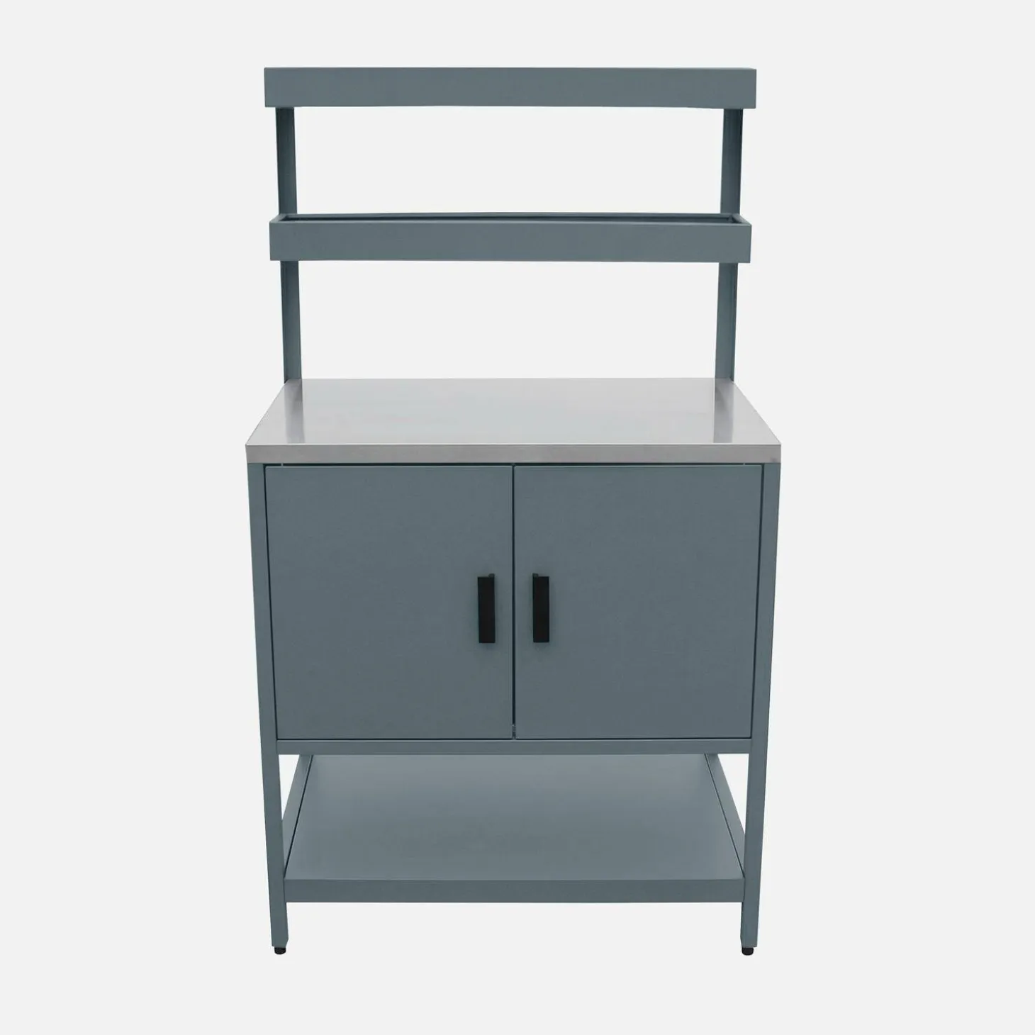 Cocina exterior de acero con 2 estanterías colgantes y 2 puertas, 80cm