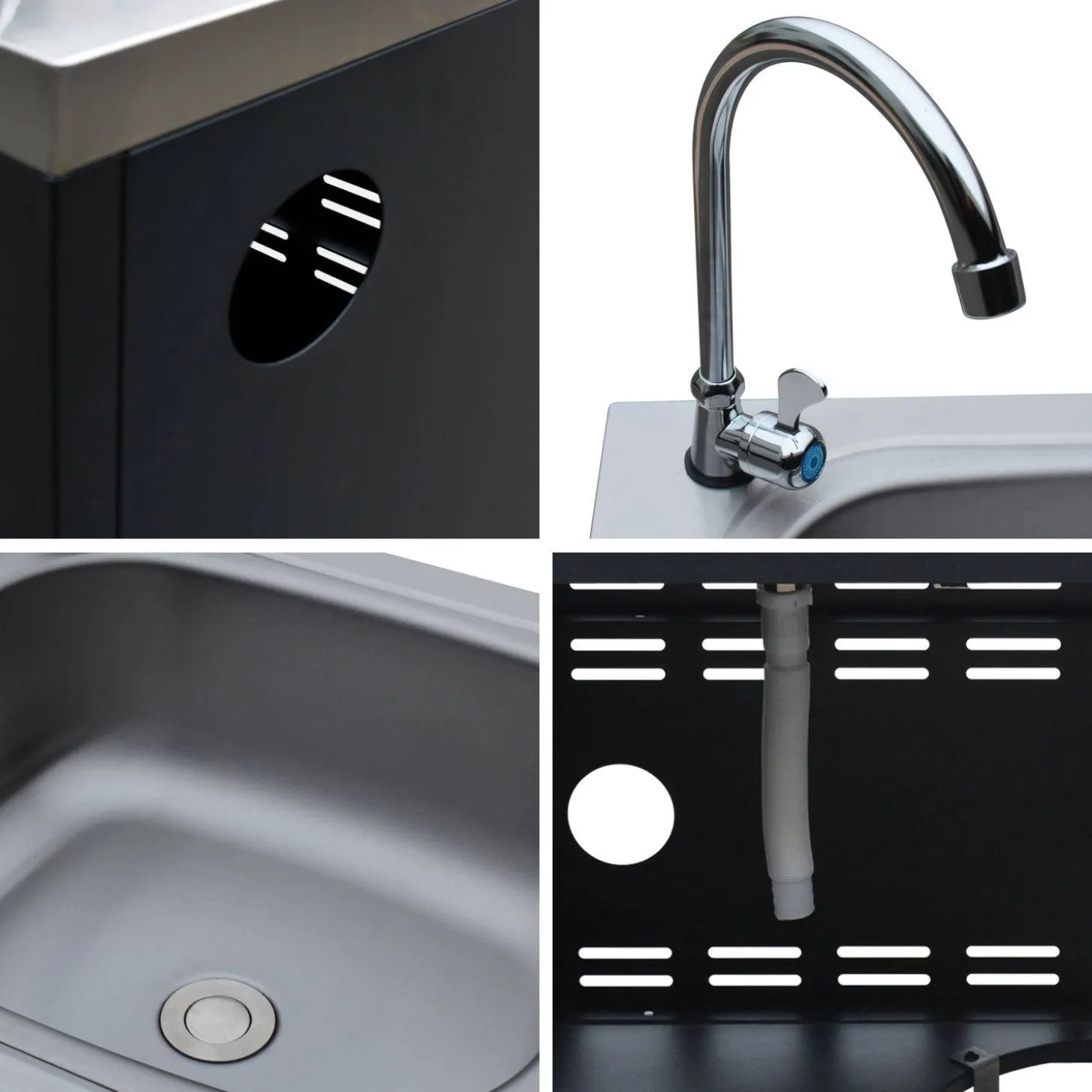 Cocina exterior de acero con fregadero de 80cm