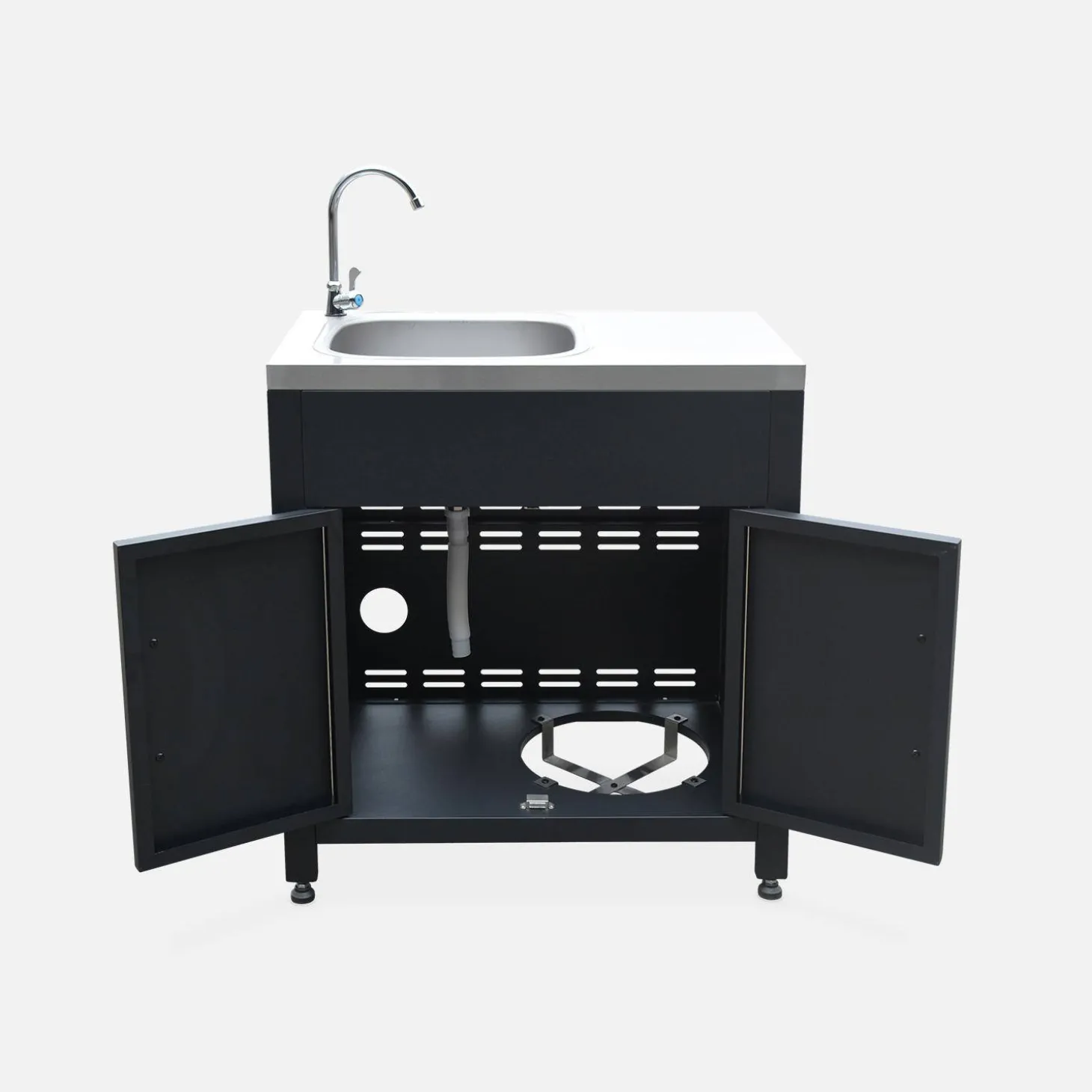Cocina exterior de acero con fregadero de 80cm