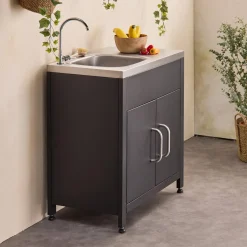 Cocina exterior de acero con fregadero de 80cm