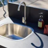 Cocina exterior de acero con fregadero y 2 puertas, 80cm