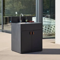 Cocina exterior de acero con fregadero y 2 puertas, 80cm