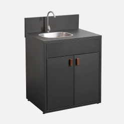 Cocina exterior de acero con fregadero y 2 puertas, 80cm