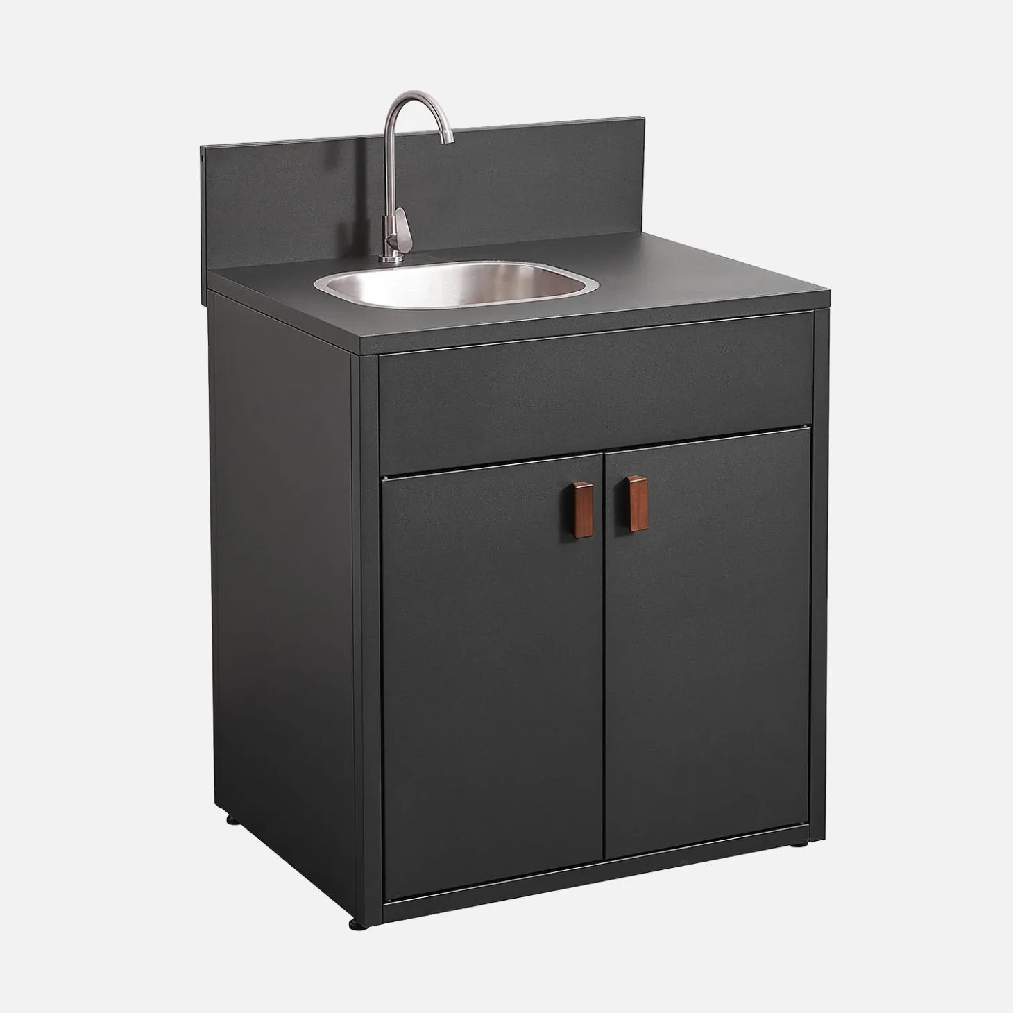 Cocina exterior de acero con fregadero y 2 puertas, 80cm