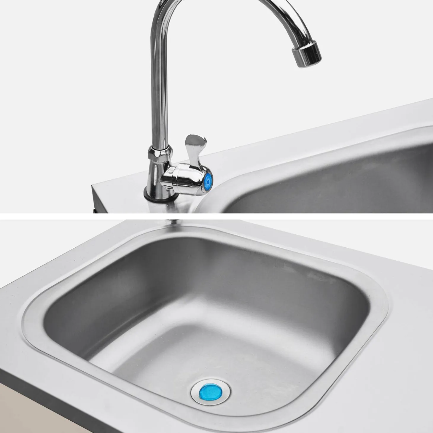 Cocina exterior de acero con lavabo, 120cm