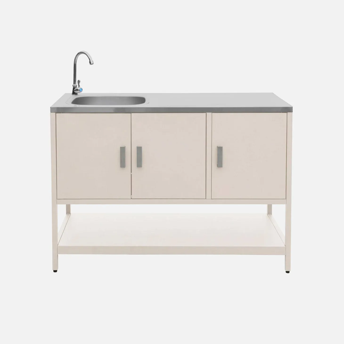 Cocina exterior de acero con lavabo, 120cm