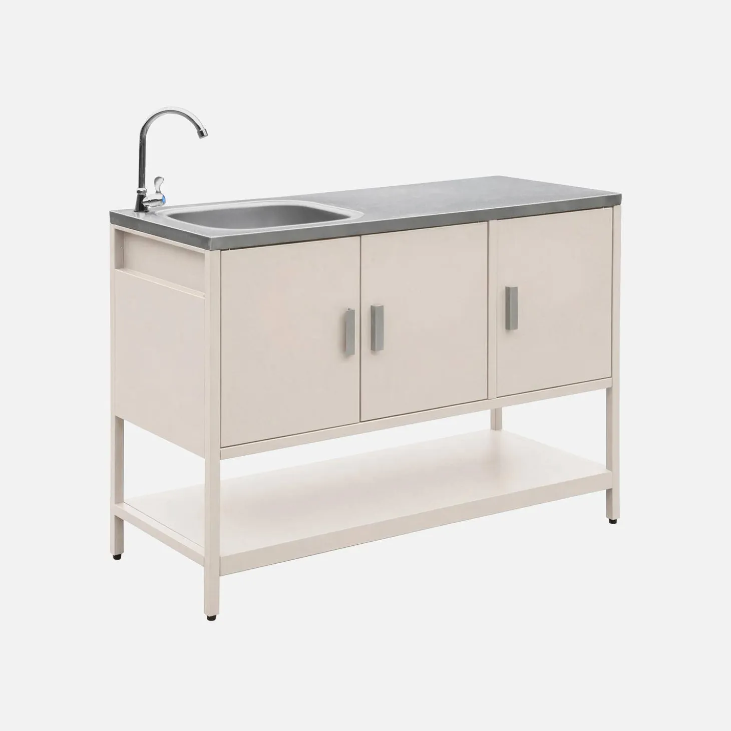 Cocina exterior de acero con lavabo, 120cm