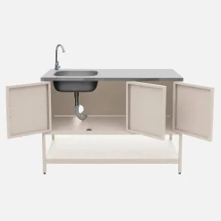 Cocina exterior de acero con lavabo, 120cm