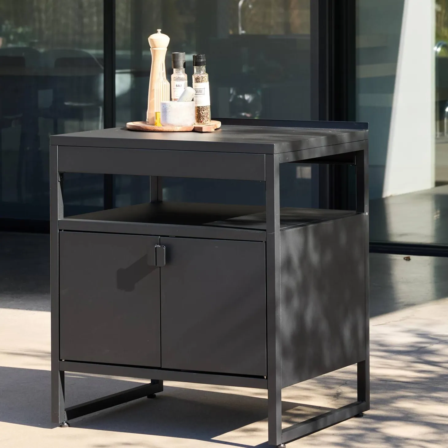 Cocina exterior de acero, 2 puertas, 80cm