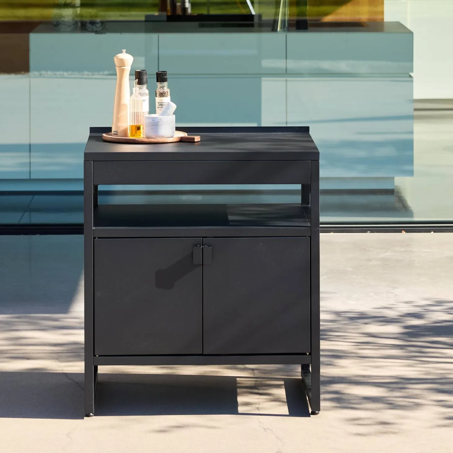 Cocina exterior de acero, 2 puertas, 80cm