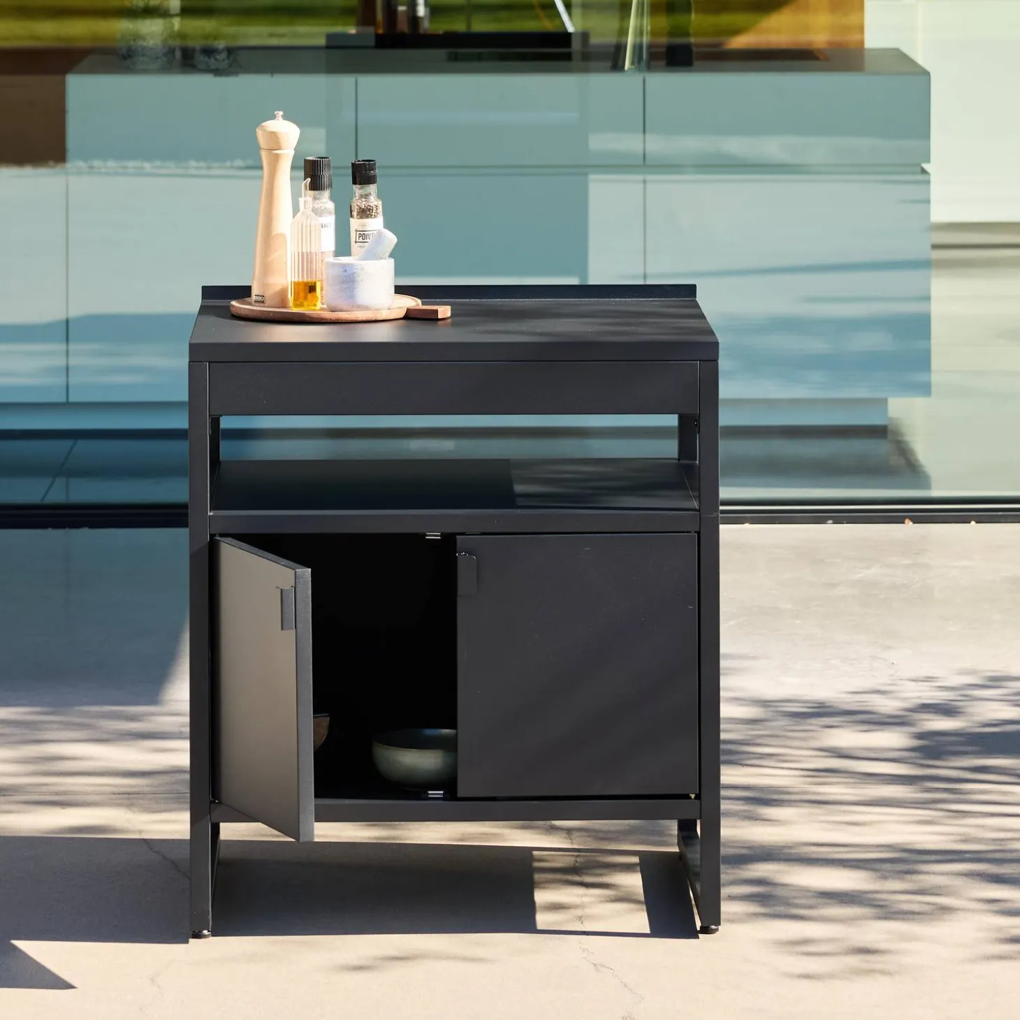 Cocina exterior de acero, 2 puertas, 80cm