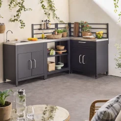 Cocina exterior de acero con 4 módulos