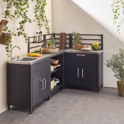 Cocina exterior de acero con 4 módulos