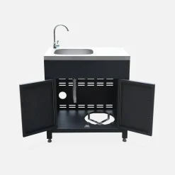 Cocina exterior de acero con 4 módulos