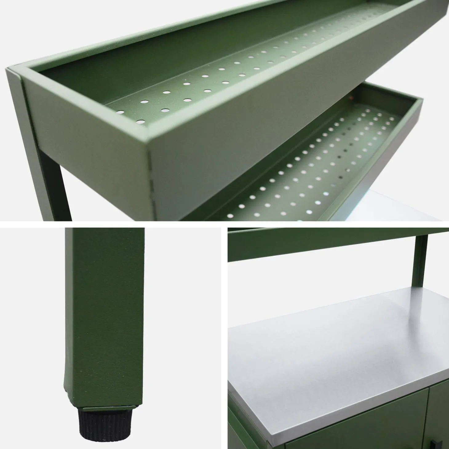 Cocina exterior de acero con 2 estanterías colgantes y 2 puertas, 80cm