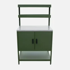 Cocina exterior de acero con 2 estanterías colgantes y 2 puertas, 80cm