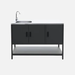 Cocina exterior de acero con lavabo, 120cm
