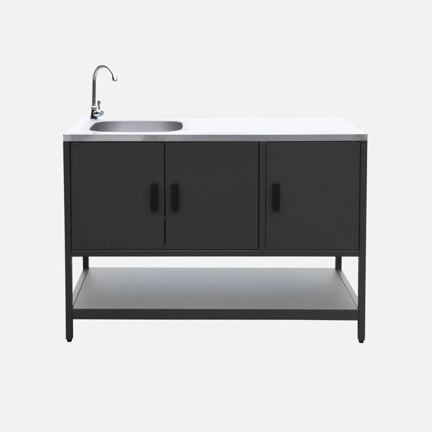 Cocina exterior de acero con lavabo, 120cm