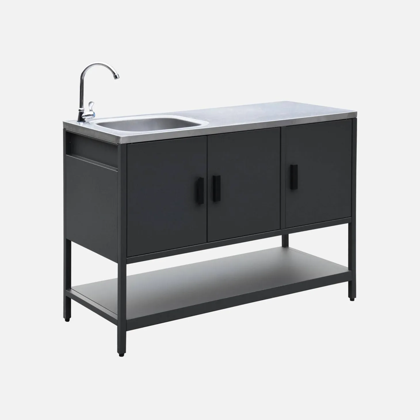 Cocina exterior de acero con lavabo, 120cm
