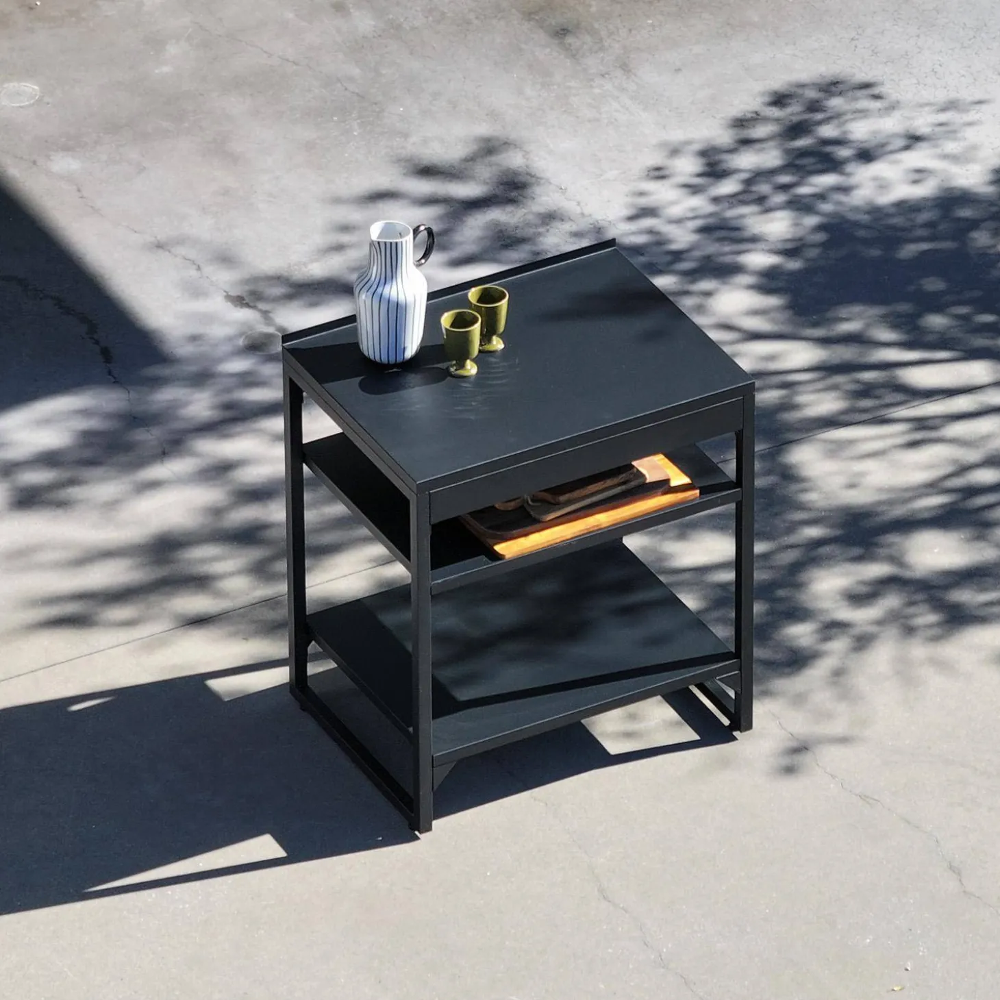 Cocina exterior de acero 2 estantes L80cm
