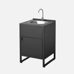 Cocina exterior de acero con fregadero y 1 puerta, 60cm