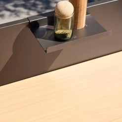 Cocina exterior de acero y decoración de madera 1 estante, 80cm